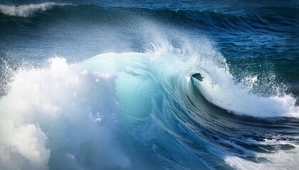 Poster - the image is of a large wave in the ocean with foam