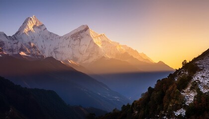 Wall Mural - sunrise at annapurna mountains range machapuchere mountain