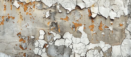 Wall Mural - High-resolution textures of cracked and peeling paint on a concrete wall with a copy space image.