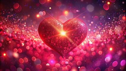 Poster - A radiant heart glimmers amidst colorful lights, creating a magical and romantic ambiance perfect for celebrations
