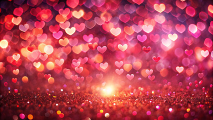Poster - A vibrant display of heart-shaped lights creates a warm, romantic ambiance, perfect for a festive event or celebration
