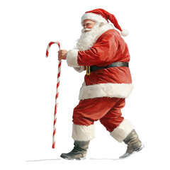 Poster -  santa with a candy cane, holiday sweet, watercolor style