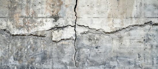 Wall Mural - Industrial building's weathered concrete wall with a prominent crack is ideal as a design and texture background, offering ample copy space image.