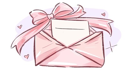 Poster - A pink envelope with a ribbon bow