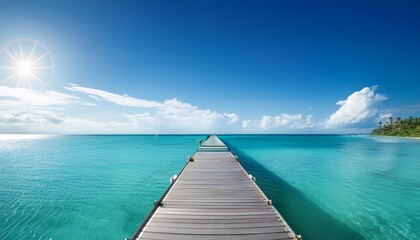 Wall Mural - pier during daytime the sky is bright blue