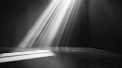 Wall Mural - rays of sunlight coming from one corner, isolated on black