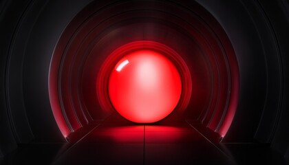 Wall Mural - a red object glows in the midst of a dark void emitting a brilliant light