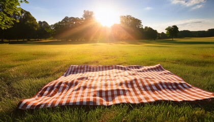 Wall Mural - a cheery checkered picnic blanket under the sun creates an inviting summer scene