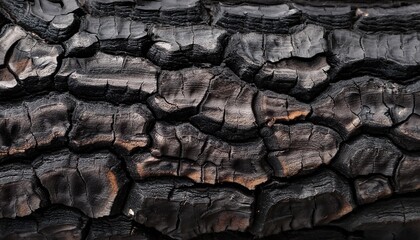 Wall Mural - burned of the bark has black brown burn marks texture background