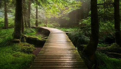 Wall Mural - boardwalk in the forest