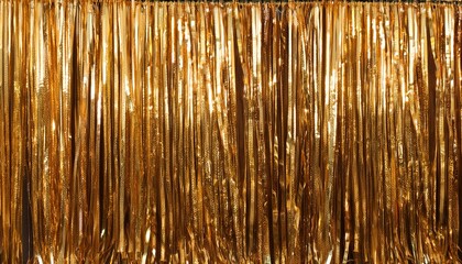 Wall Mural - golden sparkling tinsel curtain wide party background foil fringe disco backdrop