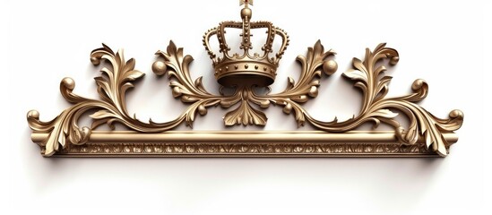 Aufkleber - Carved gilded frame featuring a king crown set against a white background with empty copy space for text