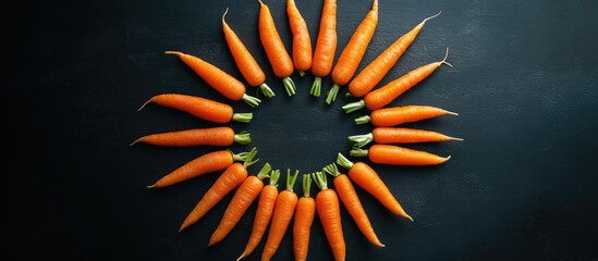 Leinwandbilder - Circle of carrots top view blank area for text. with copy space image. Place for adding text or design