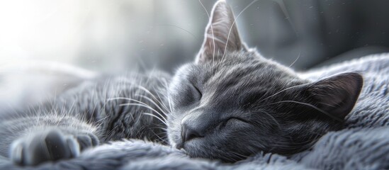 Aufkleber - Lovely grey cat resting. with copy space image. Place for adding text or design