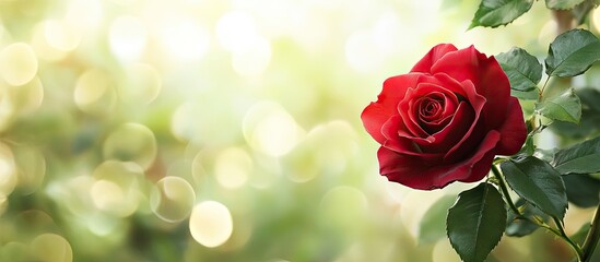 Aufkleber - Red rose flower in a spring season natural backdrop. with copy space image. Place for adding text or design