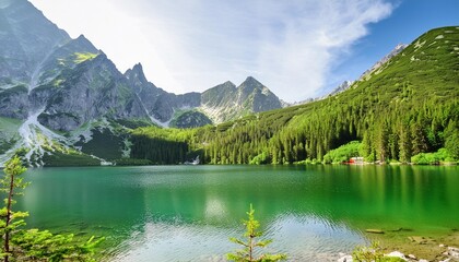 green water lake morskie oko tatra mountains poland