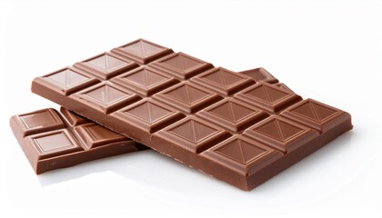 Wall Mural - two delicious milk chocolate bars stacked diagonally isolated on a pure white background