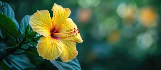 Aufkleber - Yellow Hibiscus bloom with available copy space image