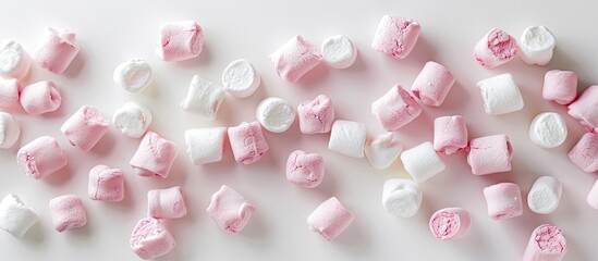 Canvas Print - A white backdrop showcases marshmallows Ideal for copy space image