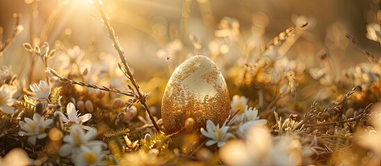 Aufkleber - Easter decorations include a golden egg for Sunday s joyful hunt with a copy space image