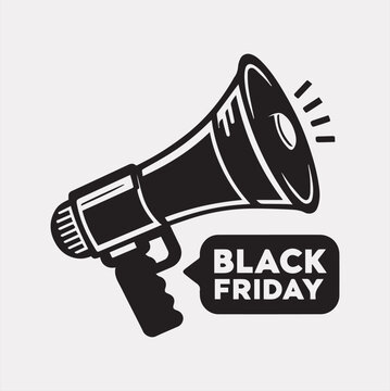 black friday Megaphone vector silhouette on a white background