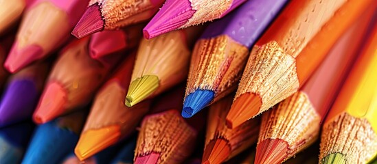 Poster - Background filled with a variety of colored pencils arranged creatively perfect for adding text or graphics with copy space image