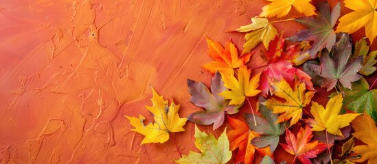 Aufkleber - Maple leaves in a vibrant fall display with copy space image