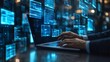 © The Little Hut - Businessmen use laptops to access information in online documents through the protection systemDocument Management System DMS online documentation database and digital file storage sys : Generative AI
