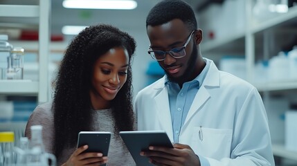 Poster - Technical staff working while checking their tablet devices : Generative AI