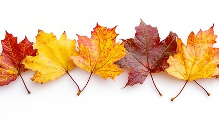 Poster - autumn background with yellow red brown maple leaves Branch with colorful autumn foliage autumntime fall season  isolated on white background  cut out : Generative AI