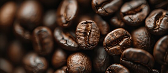 Aufkleber - Background of roasted coffee beans up close perfect for copy space image