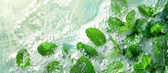 Aufkleber - Background of mint water with foam for copy space image