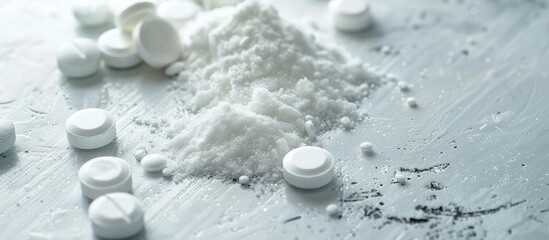 Aufkleber - Drug poured on a white surface in a photo with ample copy space image