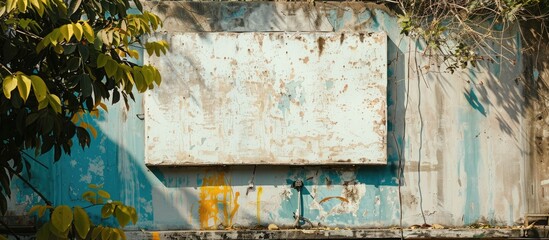 Poster - A sizable empty hoarding mounted on a wall for advertising banners with available copy space image