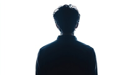 Male person silhouetteback viewisolated over white : Generative AI