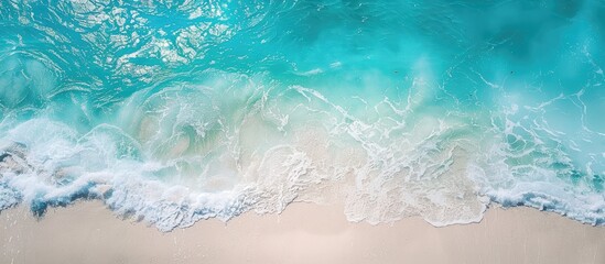Poster - Summer beach background with copy space image featuring blue crystal water and white sand for holiday vibes