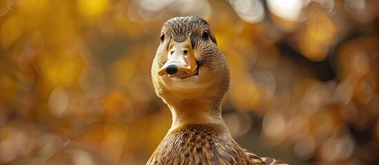 Poster - Duck eagerly awaits food shown in a copy space image