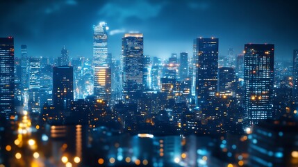Poster - Concepts of law order regulation and digital justice Judgment Legislature Litigation Civil Rights and Social Justice Cityscape at night : Generative AI