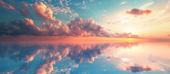 Poster - Sunset reflects on clouds creating a picturesque copy space image