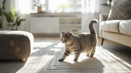 The grey cat in sunlight