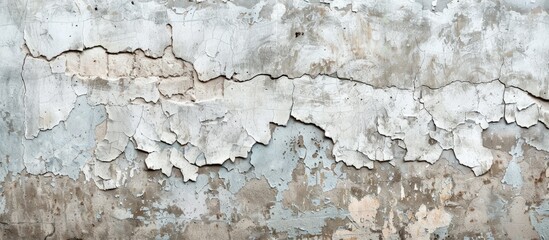 Poster - Old weathered concrete wall adorned with cracked and peeling paint creating a grunge texture ideal for background and design purposes with a high resolution copy space image available