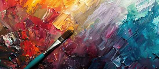 Poster - A paper featuring an art brush various colors and room for a copy space image