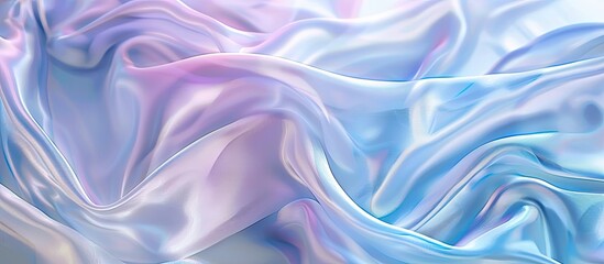 Aufkleber - Silk fabric with a blue nacre wave pattern creates an abstract texture on a horizontal background with ample copy space image