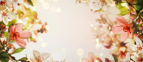 Poster - Template banner with flowers creating a background for copy space image on a greeting card frame