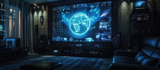 Futuristic Home Theater with Global Network Display