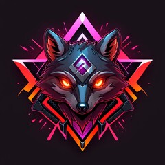 Wall Mural - Neon Fox in Geometric Design