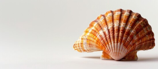 Poster - An orange color brown shell showcased on a white backdrop displaying copy space image