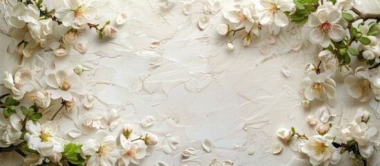 Leinwandbilder - Get a blank photo frame template with copy space image featuring flowers and a textured design for a wide collage frame