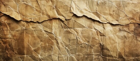 Fototapete - Vintage aged paper with creases and tears creating a distressed backdrop for a copy space image