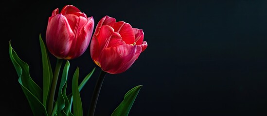 Canvas Print - Pair of tulips in a copy space image